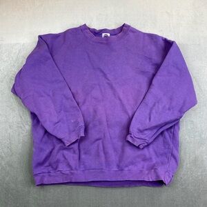 VTG Purple Crewneck Sweatshirt Blank Pullover Made in USA Heavyweight Mens L